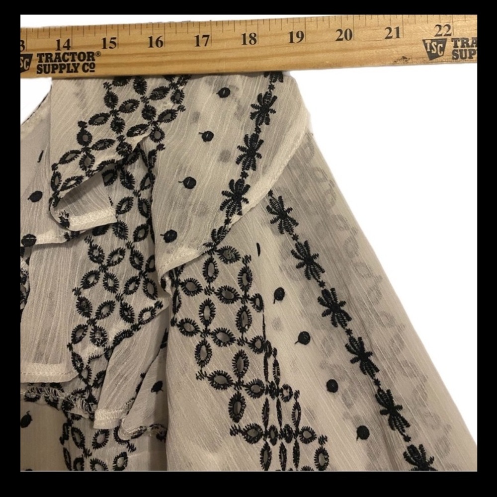 Cato Cotton Cottage Blouse Ruffle Tie Neck Long Sleeve Size L - Picture 7 of 10